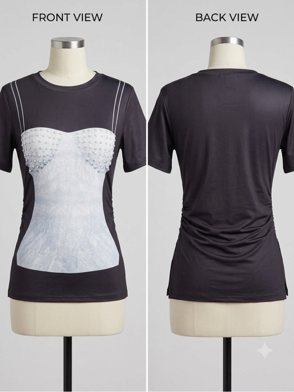 SHEIN Trompe-l’œil Corset Illusion Graphic Top – Size Medium (NWOT)
